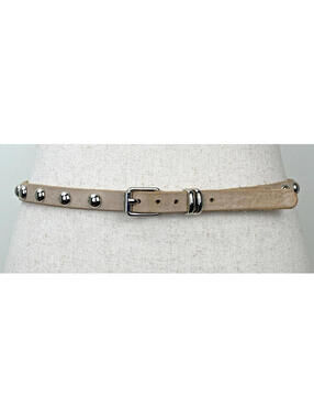 Brave Beltworks Cream Leather Belt Studded Boho Grunge Western Chunky Size S